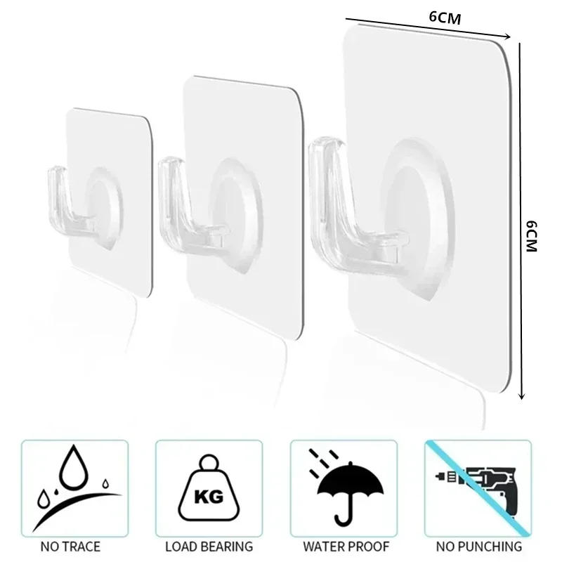 Description Picture 3 of itemWall Hook Self-Adhesive PVC Stainless Steel Transparent Multi-Purpose Wall Holder Door Rack Kitchen Storage Organizer Home