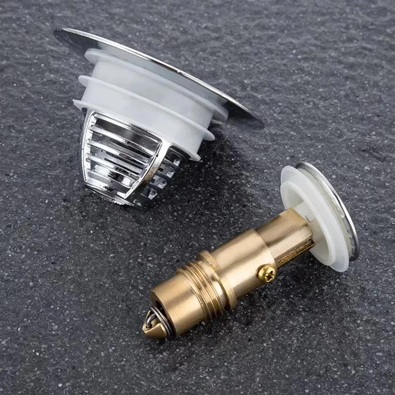 Description Picture 5 of itemUniversal Sink Drain Stopper Stainless Steel Pop-Up Bounce Core Basin Drain Filter Hair Catcher Strainer Stopper Bathroom Tool