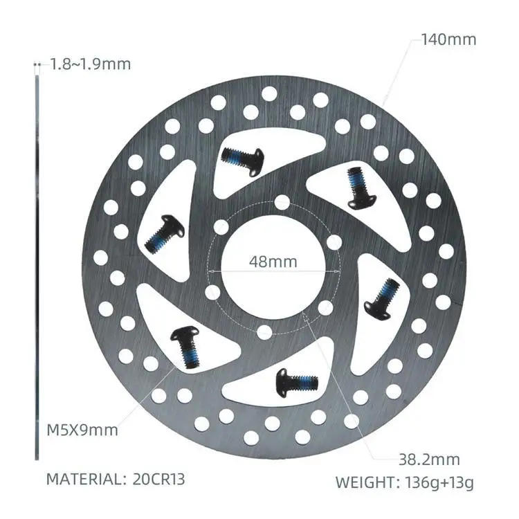 Description Picture 4 of itemNFOX Electric Bicycle Scooter carbon steel Disc Brake 140mm Rotor 38mm Bike 6 Hole Spacing 48mm Non-standard Accessories 2mm
