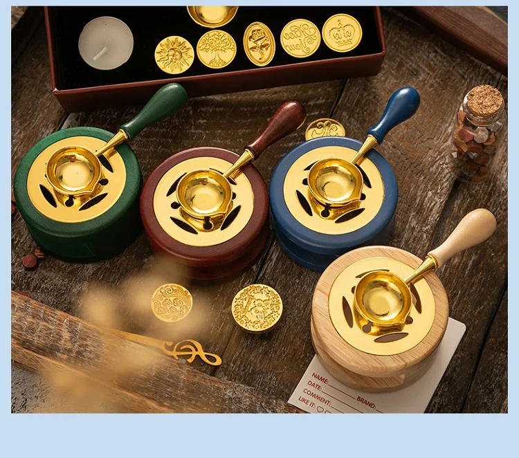 Description Picture 2 of itemCrystal Bubble and Wood Handle Spoon Embossed Supplies Envelope Decoration for Packaging Scrapbooking Seal Wax Stamp Set SB027