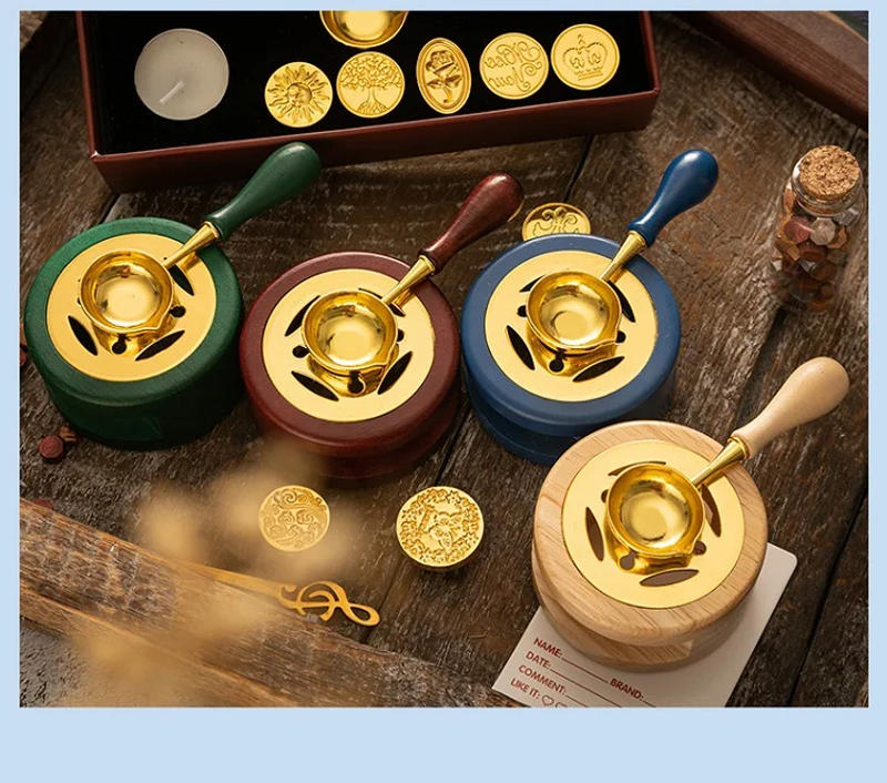 Description Picture 2 of itemCrystal Bubble and Wood Handle Spoon Embossed Supplies Envelope Decoration for Packaging Scrapbooking Seal Wax Stamp Set SB027