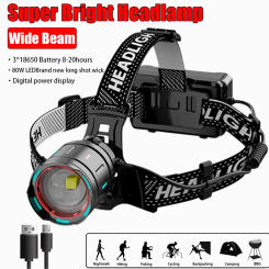 2024 Newest Powerful LED Headlamp 800W LED IR Sensor Rechargeable Headlight 3500M Super Bright Head Flashlight Fishing Lantern