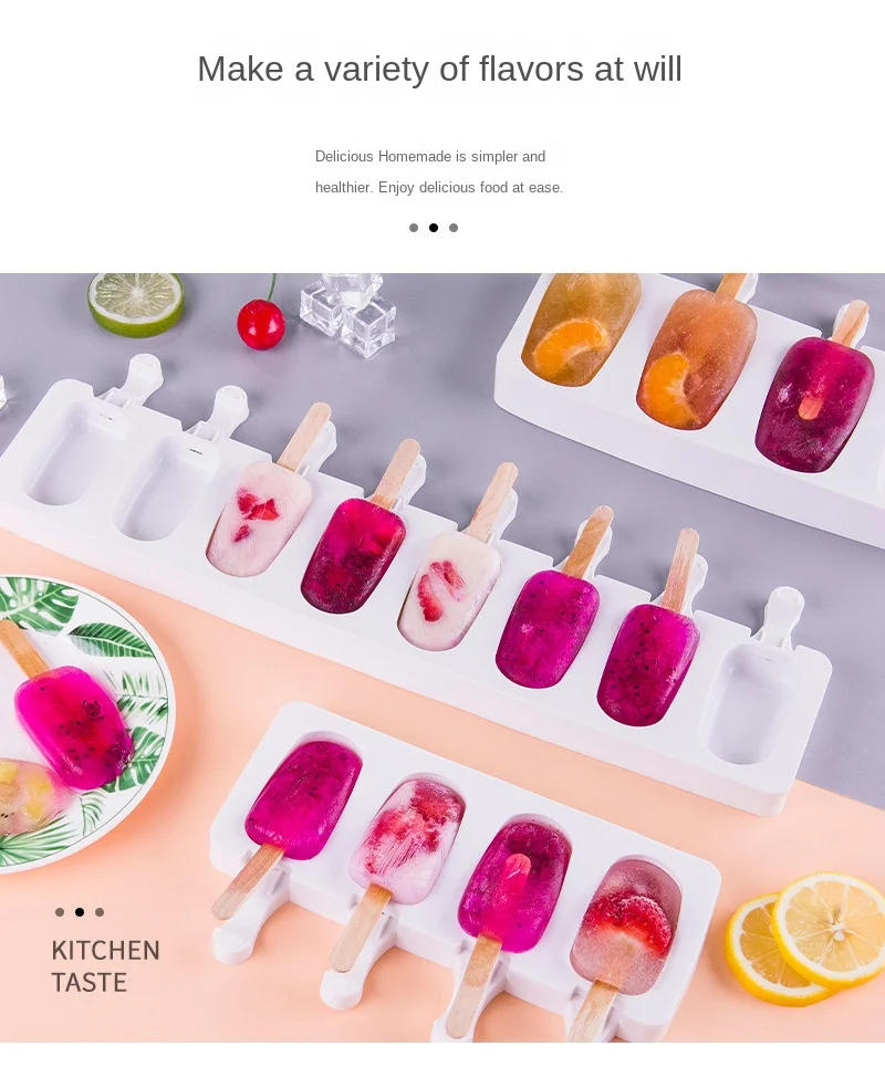 Description Picture 4 of itemSilicone Ice Cream Mold DIY Chocolate Dessert Popsicle Moulds Tray Ice Cube Maker Homemade Tools Summer Party Supplies