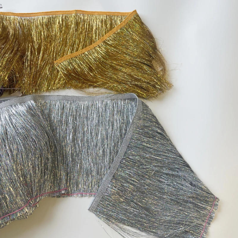 Description Picture 6 of itemLaser Silk Gold Metallic Fiber Tassels Fringe Width 20CM Per Yard Trimming Decorative Accessories For Christmas Art Work DIY