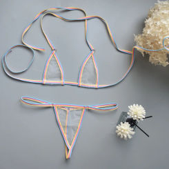 Womens Mini Bikini Thong Sexy Fun Thin Women Secret Clothes Couple T Back Complete String Thongs Sexy Lingerie Sets Multicolor