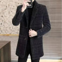 High Quality Men Fashion Handsome Trend Casual Wool Coat Medium Long Trench Coat Suit Collar Plus Cotton Wool Coat Size M-4XL