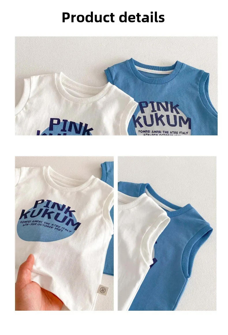 Description Picture 5 of itemBoys' Summer Korean Tank Top 2025 Children's Sleeveless T-shirt Handsome Letter Solid Color Top Versatile