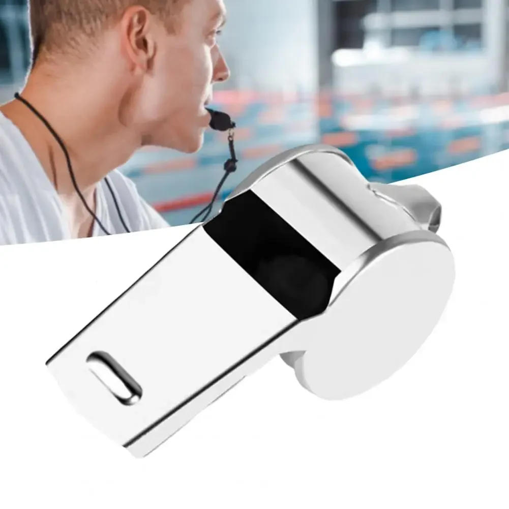 Description Picture 4 of item2Pcs Metal Whistle with Lanyard Referee Sport Rugby Stainless Whistles Soccer Football Basketball Training Cheerleading Whistles