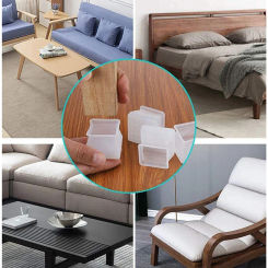 16Pcs Square Silicone Feet Covers Anti-slip Pad Furniture Chair Leg Caps Home Office Table Floor Protector