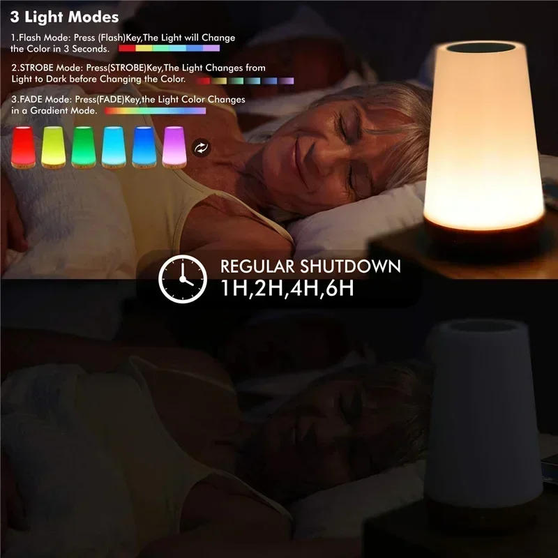 Description Picture 5 of item13 Color Changing Night Light RGB Remote Control Touch Dimmable Lamp Portable Table Bedside Lamps USB Rechargeable Night Lamp