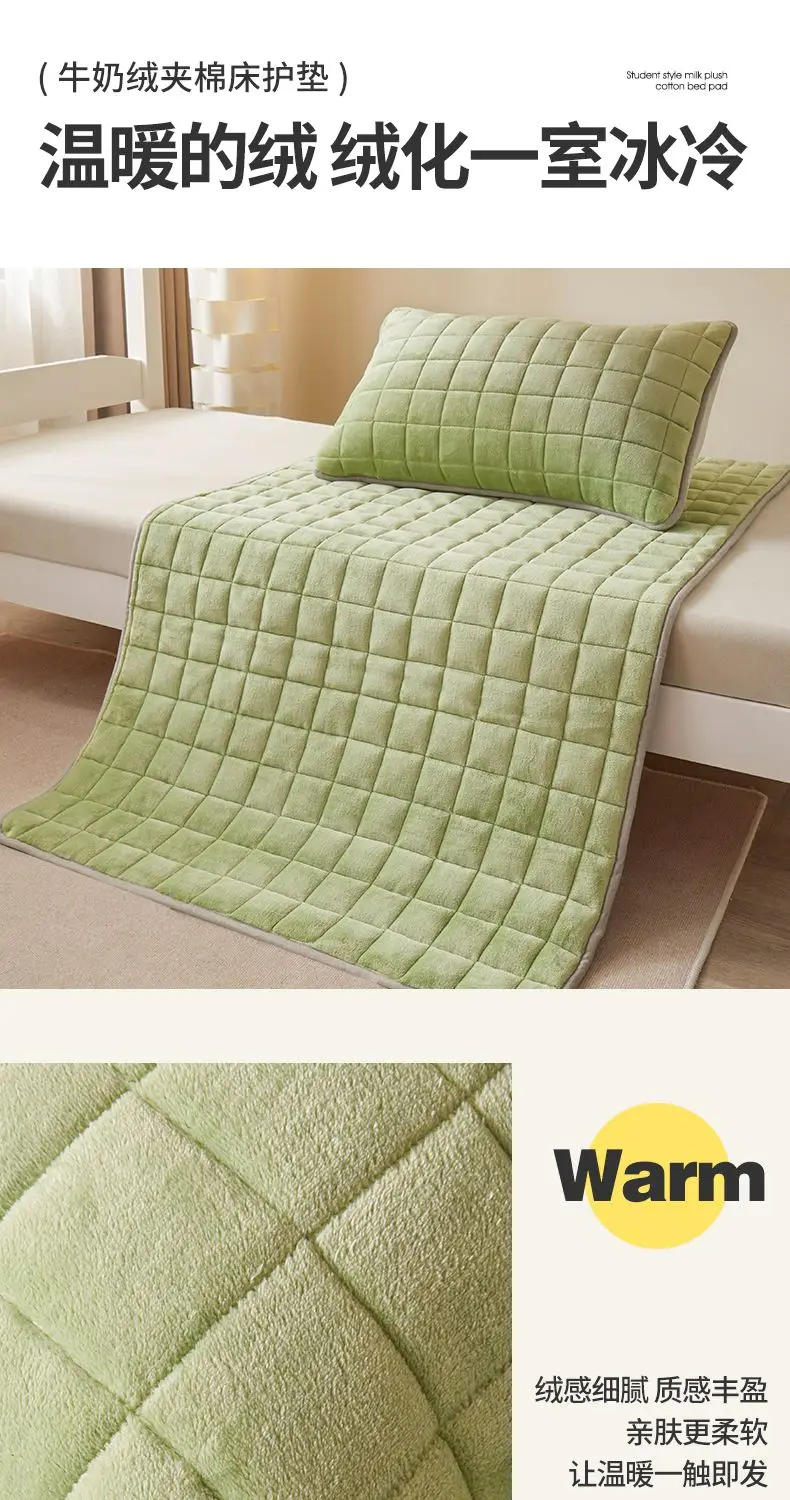 Description Picture 3 of itemWinter Velvet Mattress Toppers Home Textile Double Bedspread BedSheet Bed Cover Thin Folding Tatami Mat Mattress Protector Cover