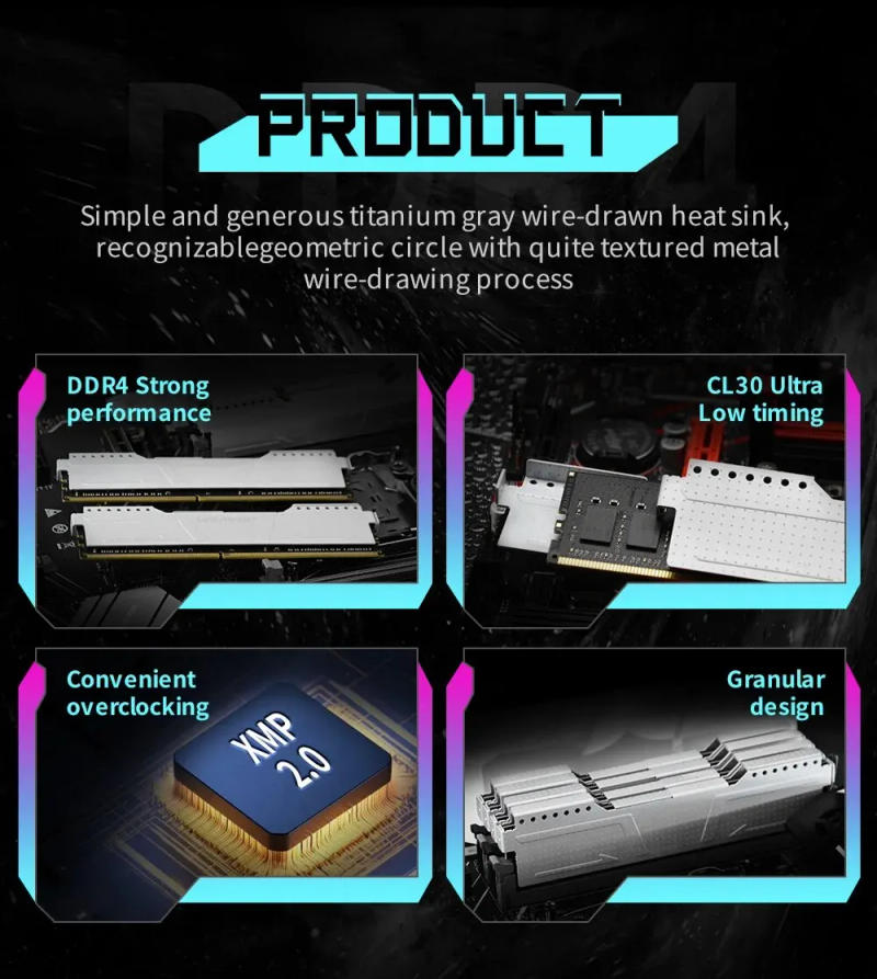 Description Picture 3 of itemMACHINIST DDR4 RAM 8GB/16GB 2666HMz/3200HMz DDR4 Desktop Memory with Heat Sink DDR4 RAM PC DIMM for All Motherboards