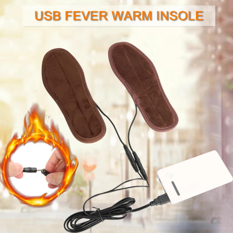 Description Picture 2 of itemUSB Heated Insoles Winter Shoe Inserts Charged Electric Insoles For Shoes Boot Thermal Cycling Hiking Heating Sock Fur Foot Pads