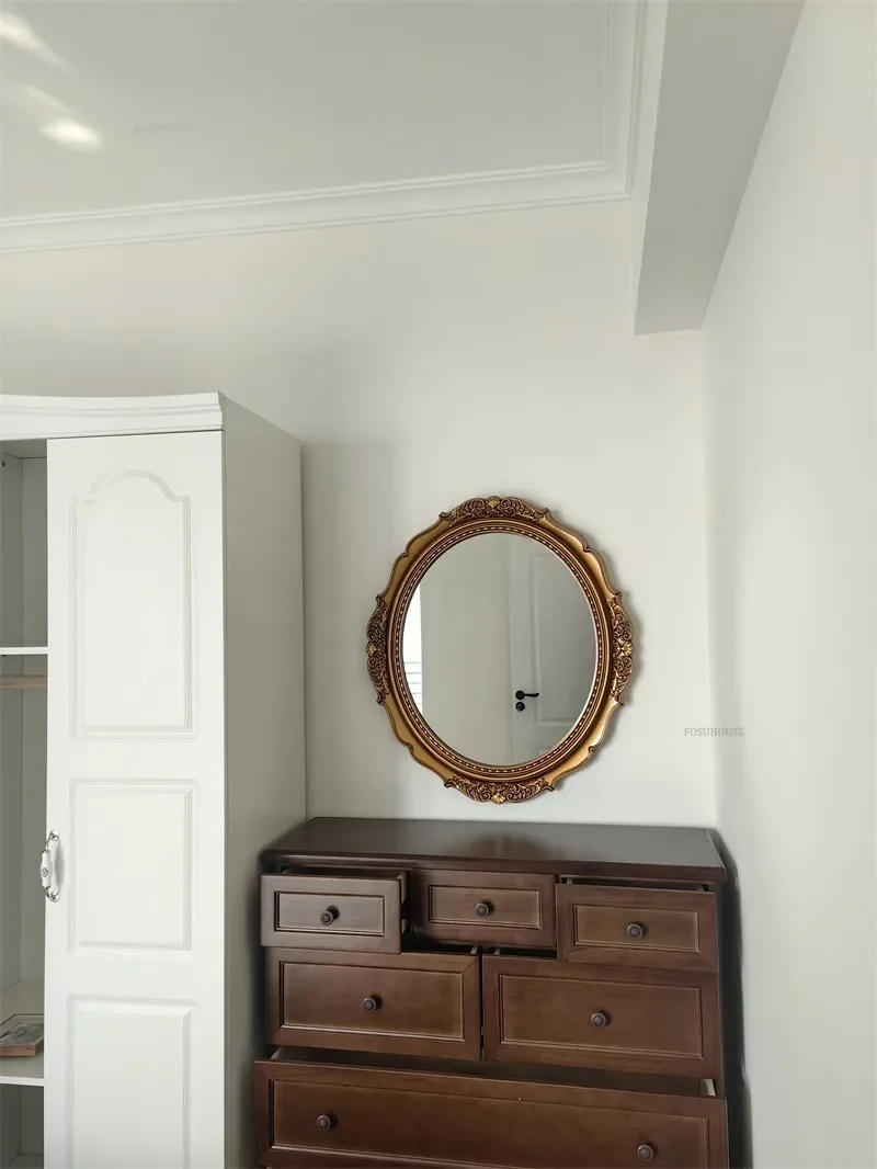 Description Picture 4 of itemNordic Oval Bath Mirrors Retro Art Bathroom Entrance Bathroom Mirrors Creative Hotel Restroom Wall Carved Decorative Mirrors