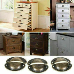 12Pcs Shell Furniture Handles Cabinet Pulls Drawer Knobs Half Moon Kitchen Cupboard Wardrobe Door Handle Antique Hardware