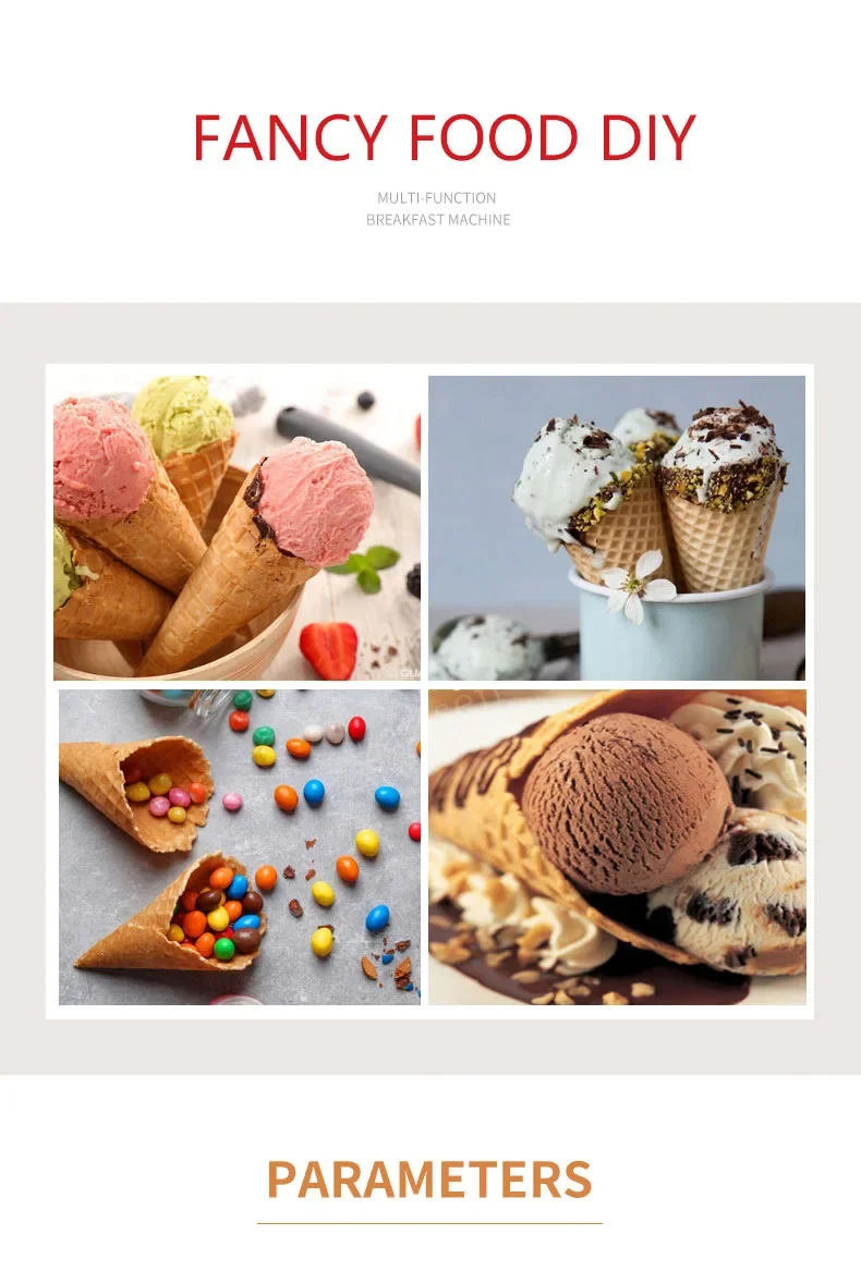 Description Picture 3 of item1200W 220-240V Multifunction Mini Waffle Maker Electric Doughnut Ice Cream Cone Grill Cake Oven Pan Eggette Machine Plates