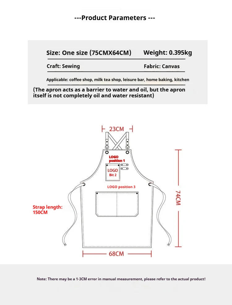 Description Picture 2 of itemNew Fashion Canvas Kitchen Aprons For Woman Men Chef Work Apron For Grill Restaurant Bar Shop Cafes Beauty Nails Studios Uniform