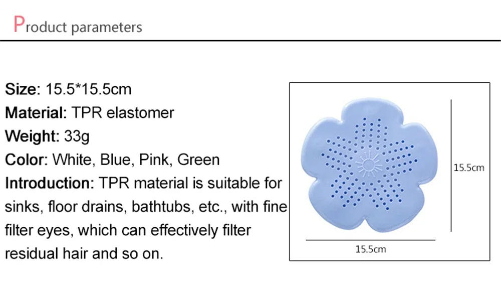 Description Picture 2 of itemBathroom Hair Sink Sewer Filter Floor Drain Strainer Hair Catcher Stopper Shower Bathtub Drain Cover Clog Kitchen Sink Filter