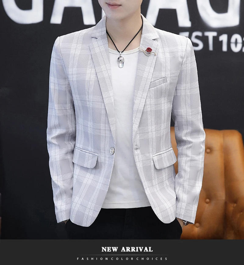 Description Picture 3 of item2023 New Format Handsome Trend Slim Fashion Handsome All The Trend All The Match Blazer for Men Blazer Hombre Viscose