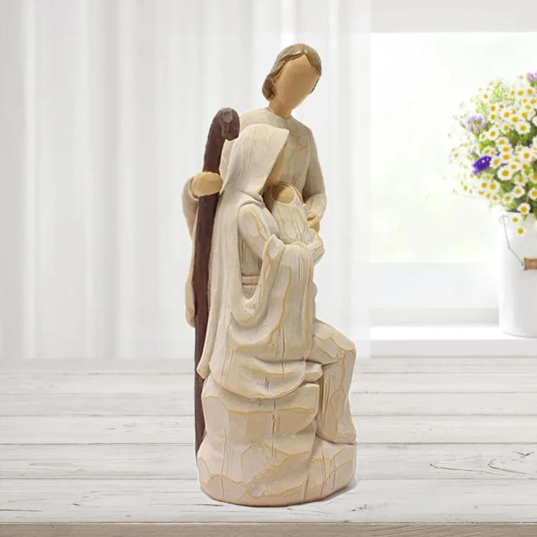 Description Picture 6 of itemResin Nativity Statue Holy Family Jesus Our Lady of Mary Figurine Catholic Birth of Christ Manger Group Christmas Decoration