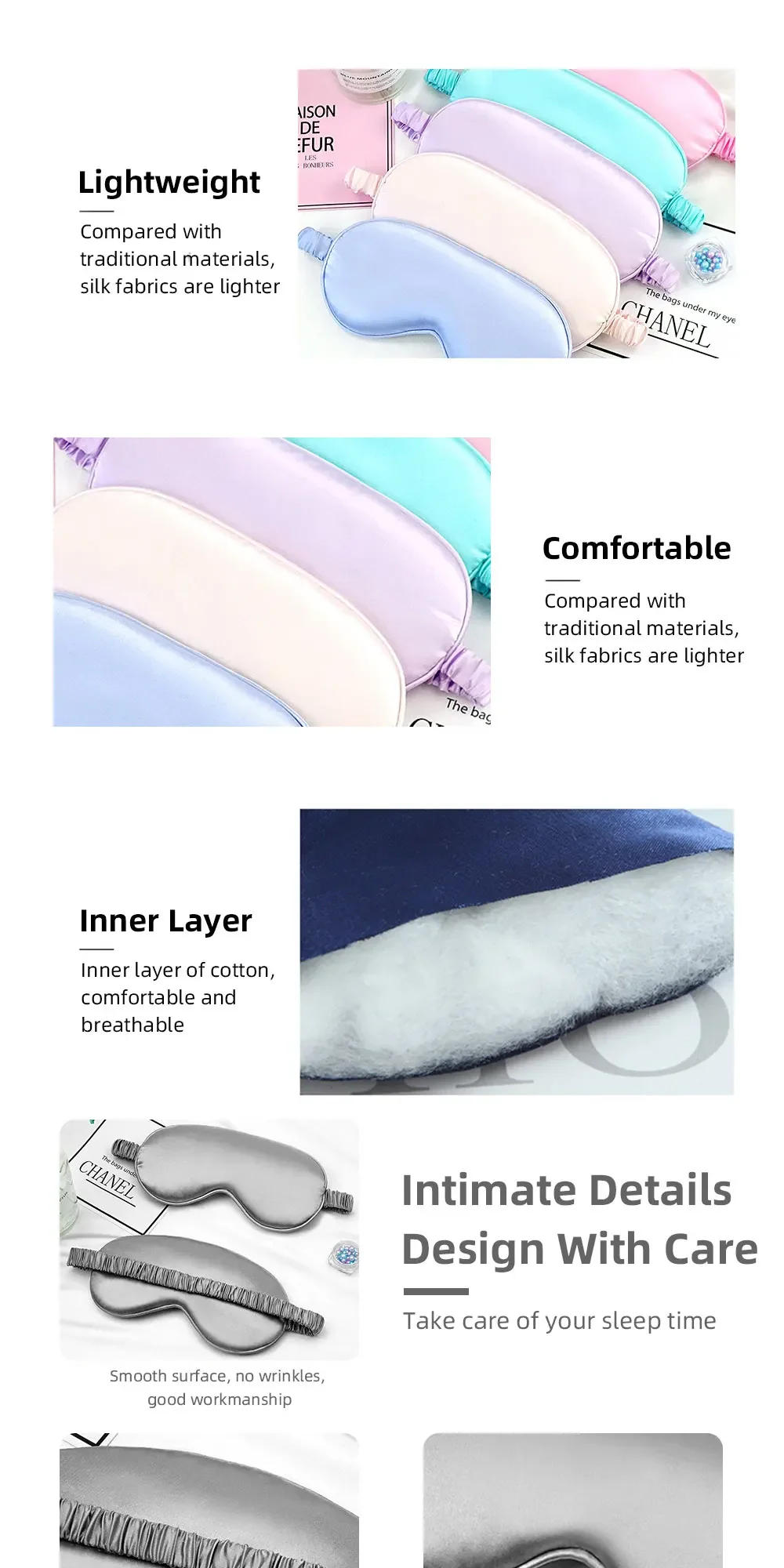 Description Picture 3 of itemImitated Silk Eye Patch Eye Mask Shading Sleep Eyepatch Travel Relax Cover Eyeshade Health Sleeping Shield Soft Eye Care Tools