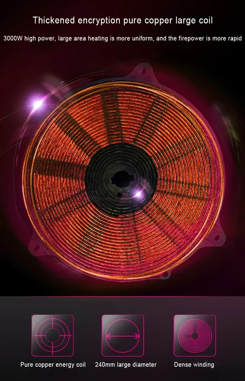 Description Picture 4 of itemCommercial embedded mini hot pot induction cooker embedded 800W round touch wire control Diameter 19.5CM