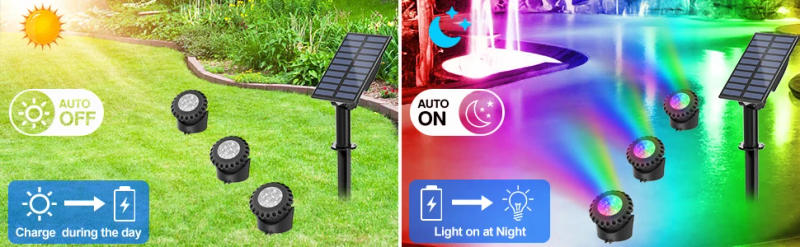 Description Picture 6 of itemSolar Pool Lamp for Garden Aquarium Fish Tank Decor RGB Underwater Light IP68 Waterproof Outdoor Landscape Pond Solar Spotlight