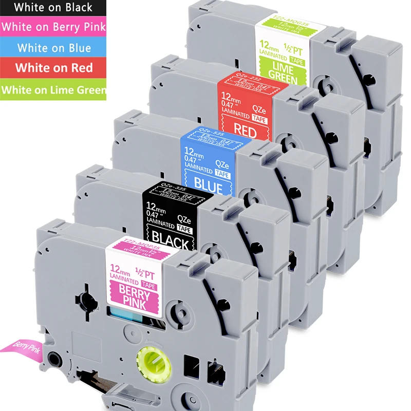 Description Picture 4 of item5PK Berry Pink Laminated tze Label Tapes TZe-MQP35 White tze231 Replacement for Brother PT-H100, PT-D210, PTD400AD, PTD600