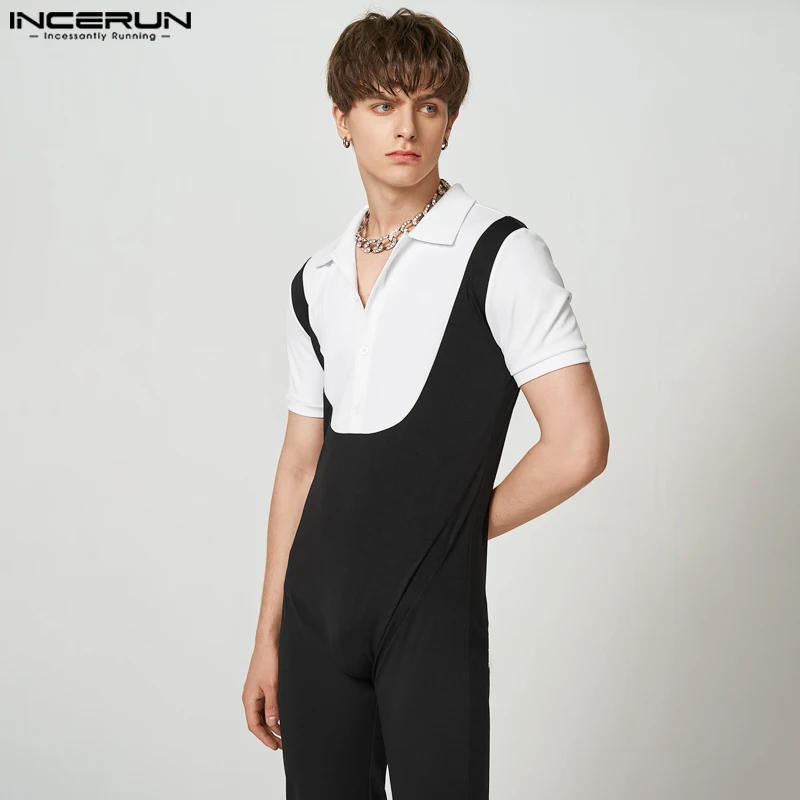 Description Picture 3 of itemINCERUN 2024 American Style New Men Fashionable Color Contrast Rompers Casual Party Hot Sale Male Short-sleeved Jumpsuits S-5XL