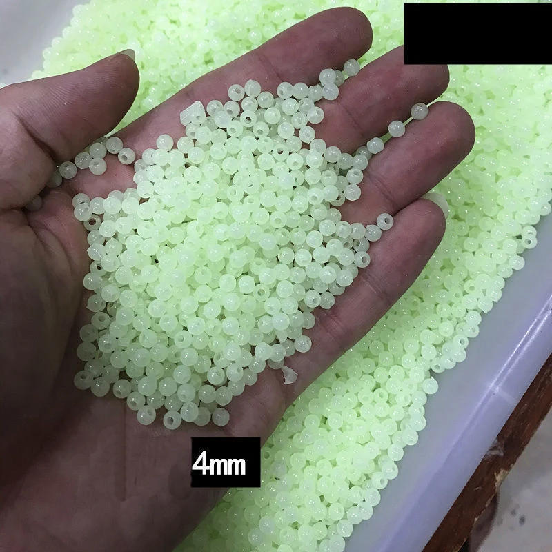 Description Picture 4 of item100pcs/Bag  Luminous Fishing Beads Stopper Glow Tool Hard Rubber Sinking Glow Fishing Beads Fishing Rig Tube Sleeve Accessories