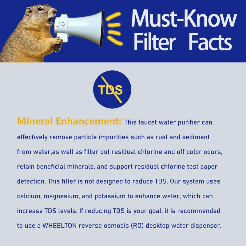 Description Picture 3 of itemWheelton Stainless Steel Kitchen Tap Filter Household Ceramic Water Purifier Faucet Water Filter  Activated Carbon Filtration