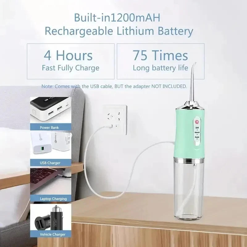 Description Picture 6 of itemPortable Smart Electric Oral Irrigator Water Flosser 4 Jets 3 Modes Rechargeable Dental Water Jet Irrigator Dental Teeth Cleaner