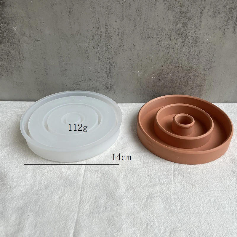 Description Picture 2 of itemConcrete Round Candlestick Siliocne Mold DIY Handmade Plaster Epoxy Resin Candle Holder Tray Molds Home Crafts Decoration