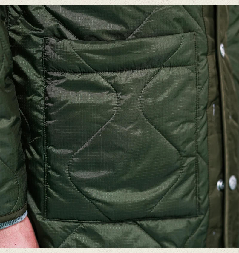 Description Picture 6 of itemMen's Quilted Jacket Plaid Thick Warm Military Casual Autumn Winter Streetwear Vintage Parkas
