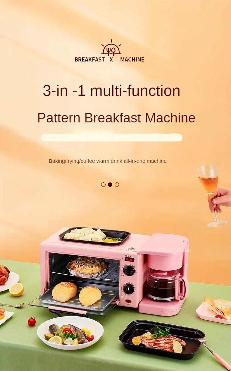 Description Picture 2 of itemMultifunctional Household Oven 3-in-1 Breakfast Machine Coffee Machine Bread Machine Intelligent Timed Baking Electric Oven
