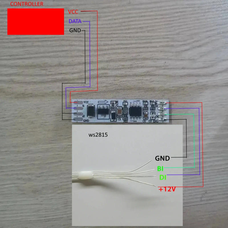 Description Picture 2 of itemDC5V-24V LED mini Signal Amplifier GY201 SPI controller 2CH group for ws2812 ws2811 ws2813 ws2815 sk6813 led strip magic module