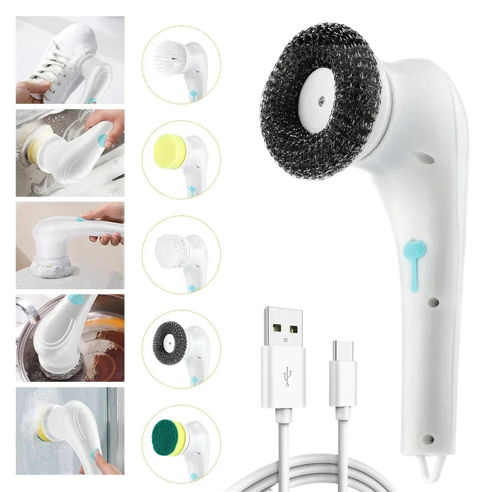 Description Picture 2 of itemWireless Household Electric Cleaning Brush 5-in-1Multifunctional USb Charging Bathroom Kitchen Cleaning Tool Supplies Wash Brush