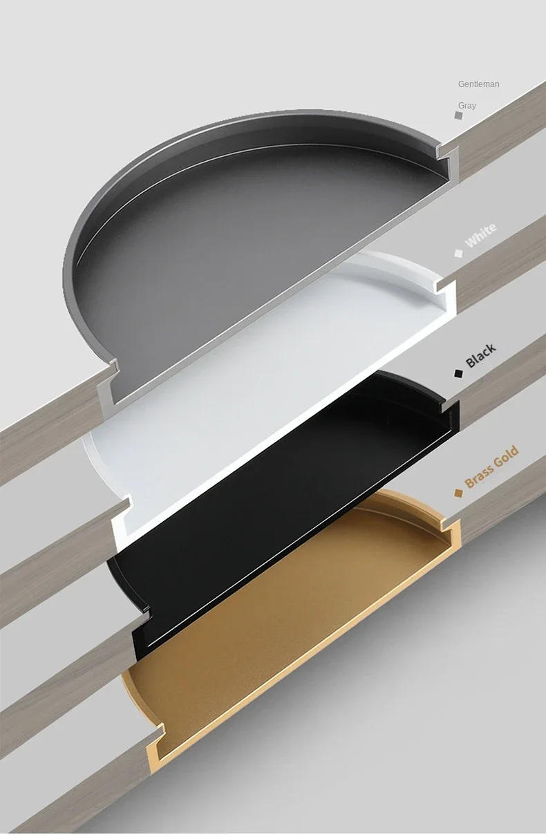 Description Picture 4 of itemAmerican Hidden Cabinet Handles Black Gold Aluminum Alloy Kitchen Cupboard Pulls Drawer Knob Door Furniture Handle Hardware