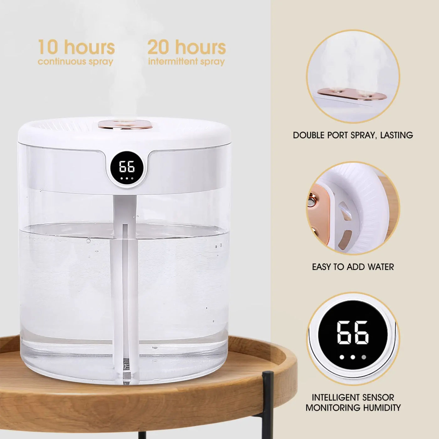 Description Picture 4 of itemDesktop Humidifier For Bedroom Office sensor real-time monitoring adjusting 2L Auto Shut-Off small small aromatherapy machine