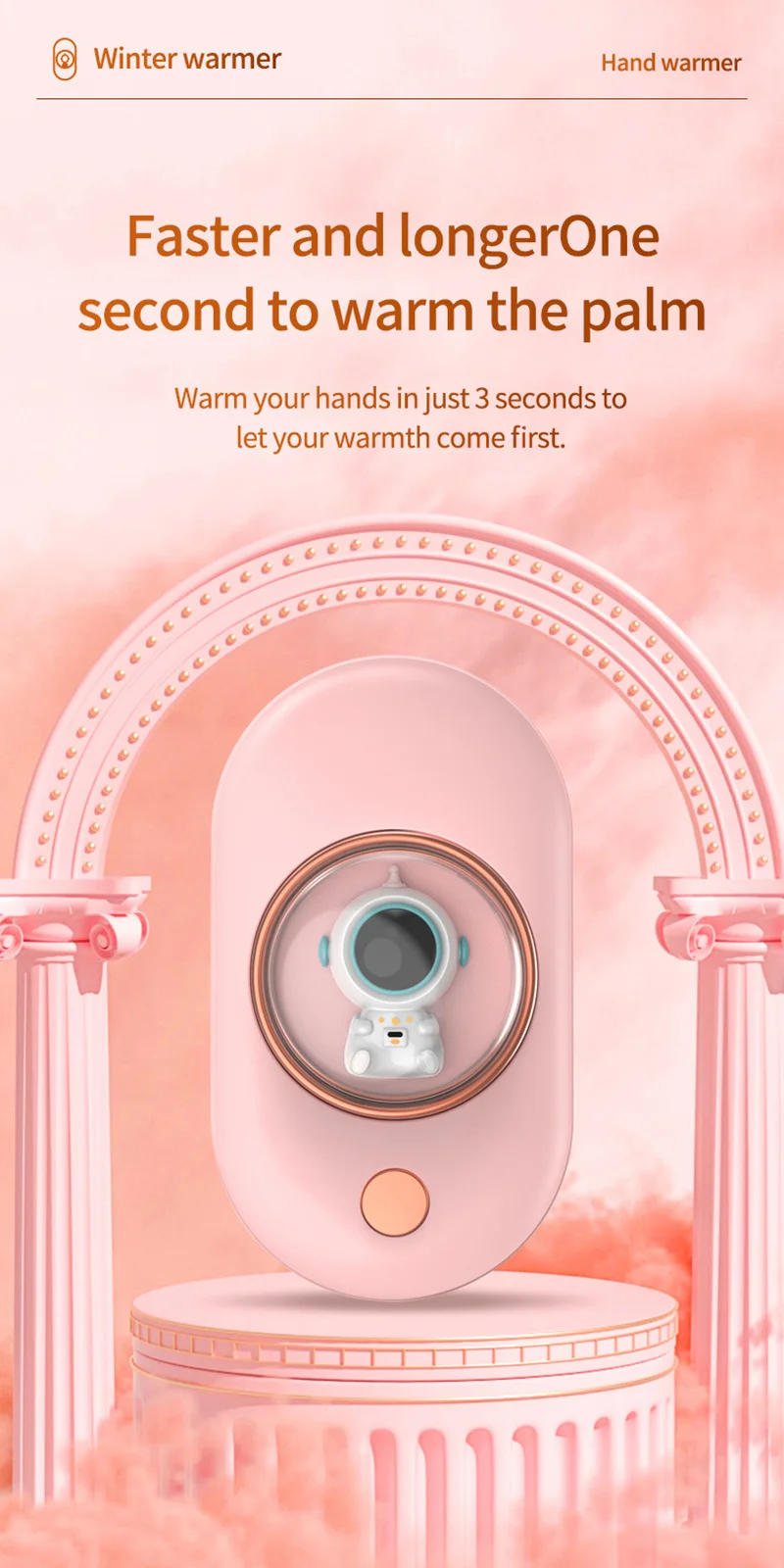 Description Picture 2 of itemPortable Electric Hand Warmer Usb Rechargeable Fast Heating Heater Pocket Warmers Electric Hand Stove For Winter Power Bank