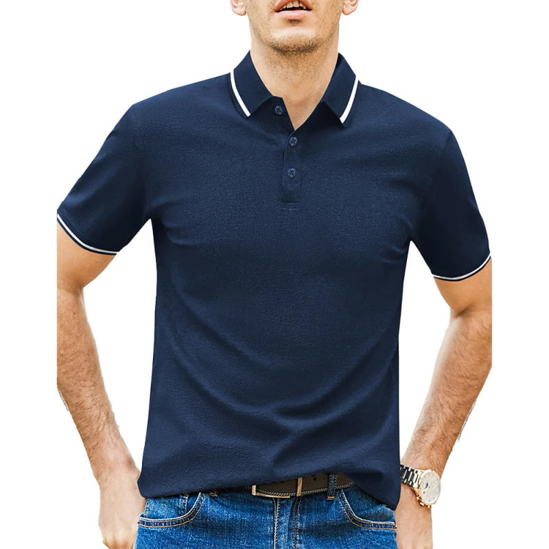 Description Picture 4 of itemMens Tops Slim Fit T Dress T Shirt Tee Buttons Casual Collared Muscle Polyester Shirt Short Sleeve Tops Blouse