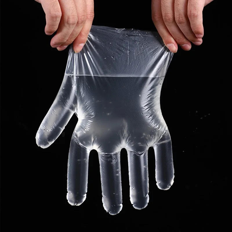 Description Picture 4 of item500/100pcs Disposable Gloves Food Grade Plastic Transparent Gloves for Restaurant Fried Chicken Pizza Gloves Kitchen Tableware