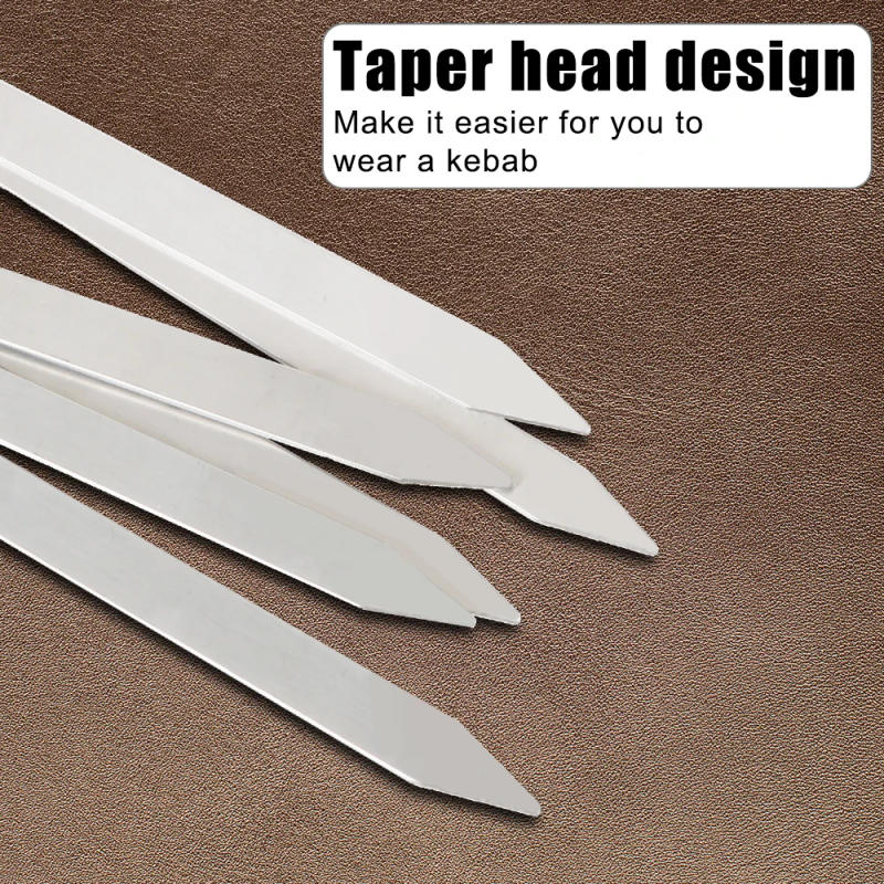 Description Picture 6 of itemStainless Steel Barbecue Skewer 6Pcs Wide BBQ Sticks Flat BBQ Fork Outdoor Camping Picnic BBQ Utensil Kitchen Accessories