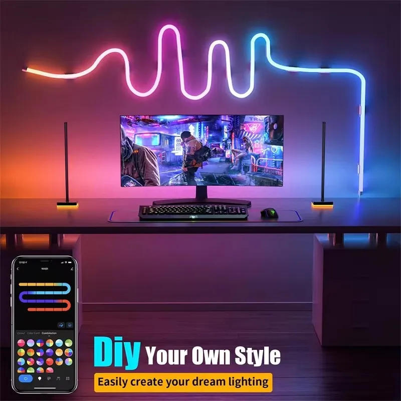 Description Picture 5 of itemDC5V USB RGBIC Neon LED Strip Light 1M 2M 3M WS2812 Waterproof Neon Sign Tape Bluetooth Control For Room Wall Decor Fairy Light