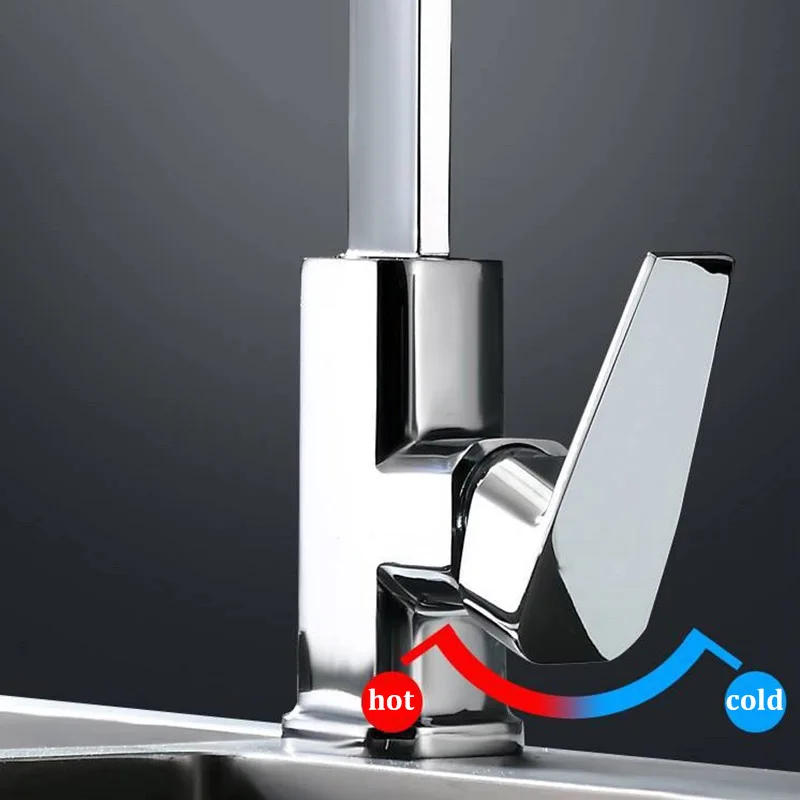 Description Picture 4 of itemKitchen Faucet Full Copper Square Tube Seven-shaped Hot and Cold Dual-use Faucet Sink Faucet With Water Inlet Pipe