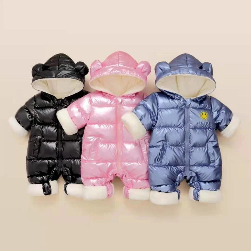 Description Picture 3 of item2025 overalls baby clothes Winter velvet Newborn Infant Boy Girl Warm Thick Romper Jumpsuit Hooded Snowsuit coat kids clothing