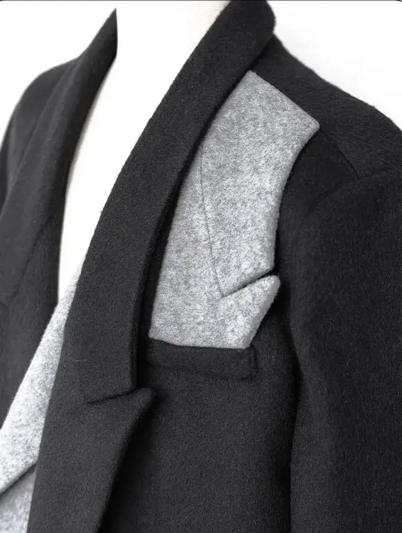 Description Picture 4 of item2024 winter designer deconstructed coat men's thickened design sense of niche medium long trench coat woolen coat