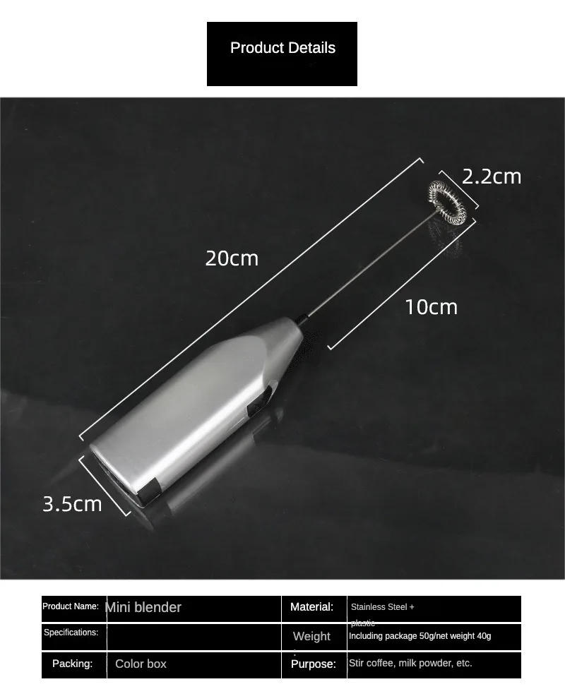 Description Picture 2 of itemMini Electric Coffee Blender Handheld Eggbeater Stainless Steel Milk Milker Bubble Drink Stir Bar Creative Kitchen Cooking Tools