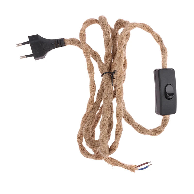 Description Picture 6 of itemEU Plug Twisted Hemp Rope Power Cord Retro E27 Lamp Base Socket Cable 1.8 Meters Twine Switch Wire For Wall Lamp Decor