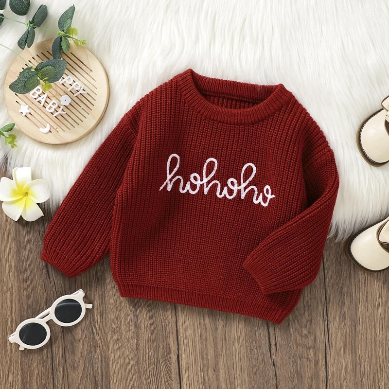 Description Picture 6 of itemBaby Sweater Long Sleeve Crew Neck Letters Winter Warm Knit Pullover Sweater Infant Clothes for Girls Boys